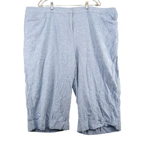Lane Bryant Men's Bermuda Shorts Blue Size 28 Flat Front Linen Blend Casual